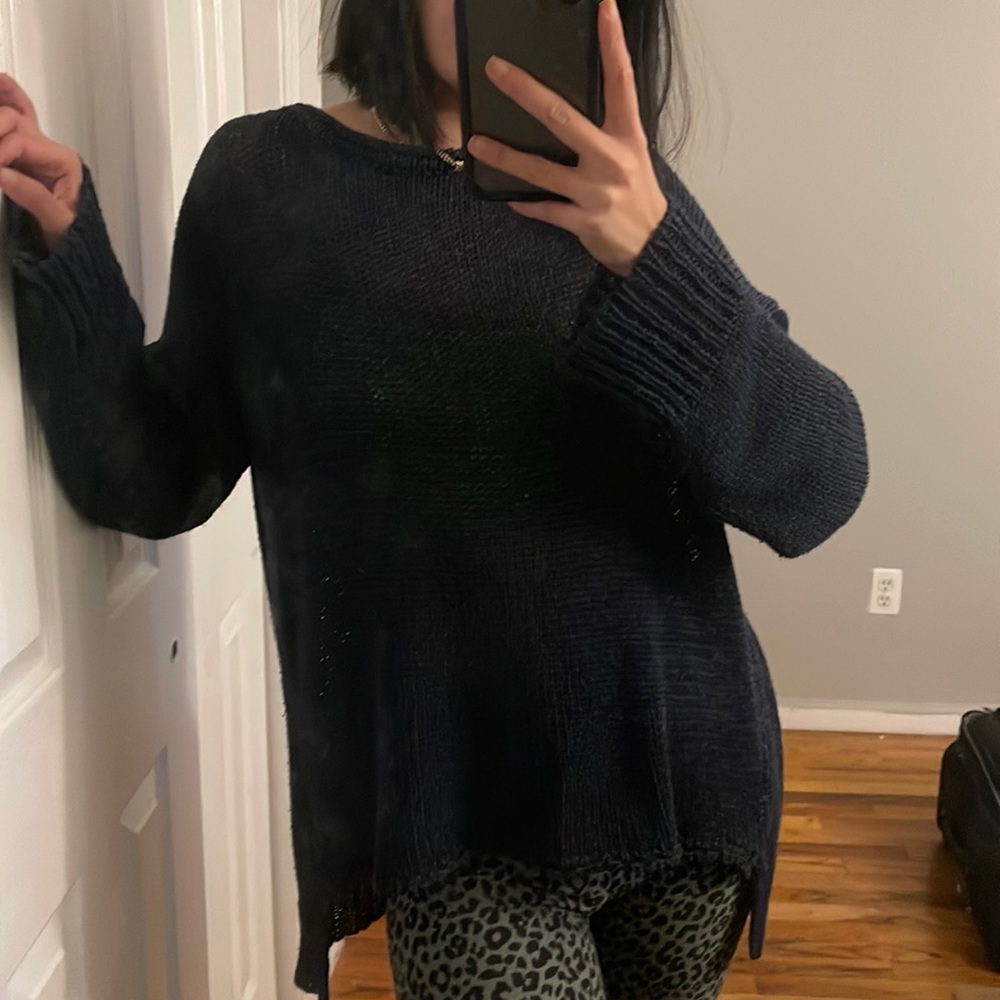 Brandy Melville Navy Open Knit Sweater